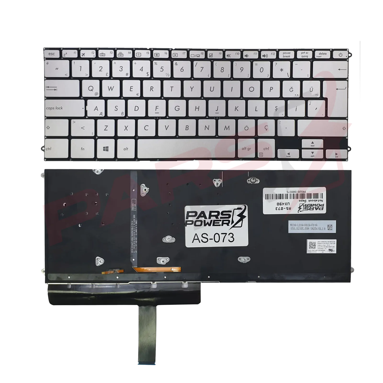 Asus UX490UA Serisi Notebook Klavye (Işıklı Gümüş TR)
