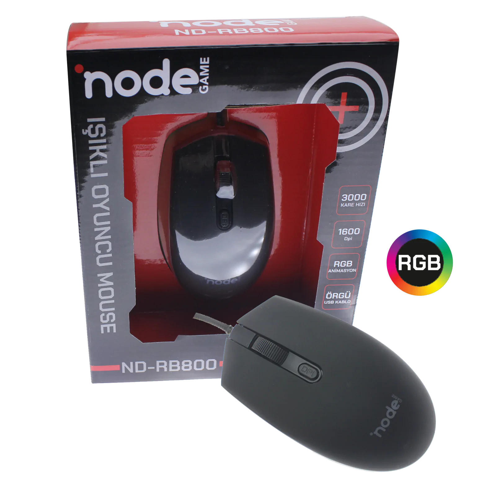 Node Game ND-RB800 Kablolu RGB Işıklı Optik Mouse (Siyah)