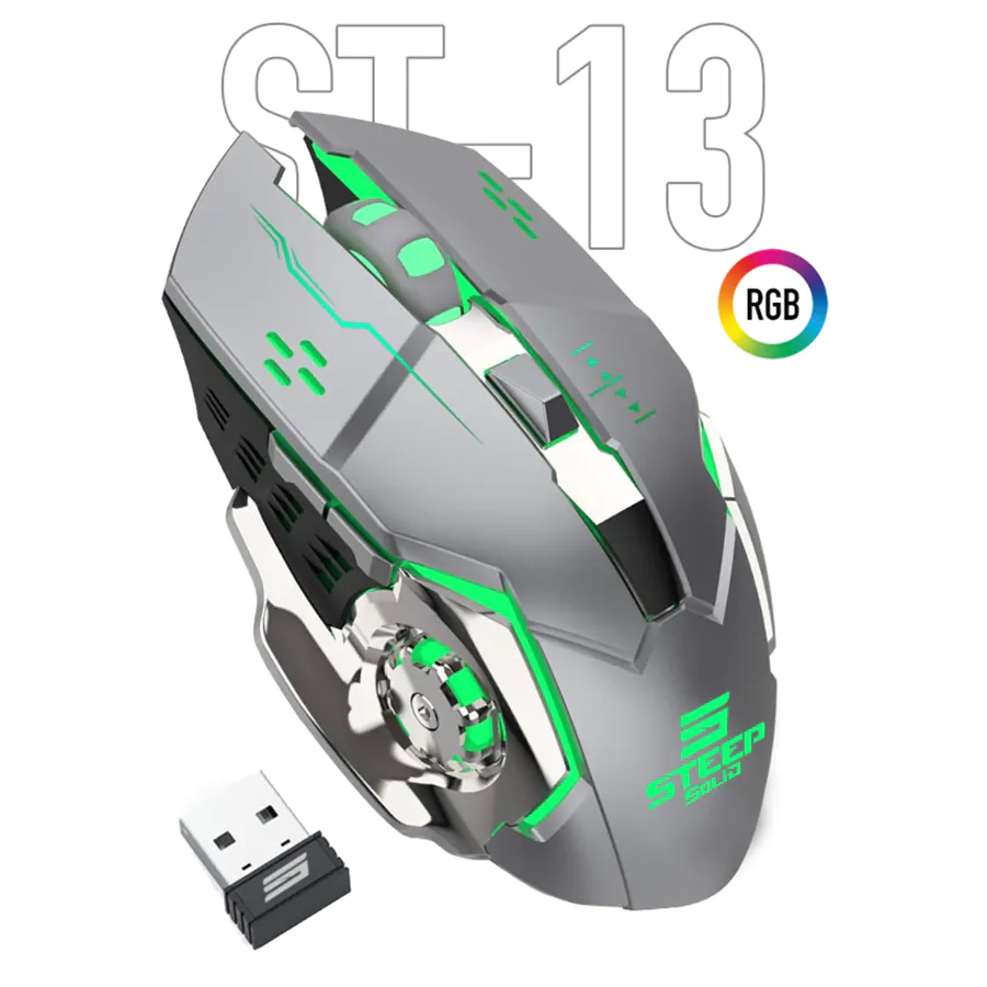 Steep Solid ST-13G Kablosuz - Wireless Şarjlı RGB Gaming Oyuncu Mouse