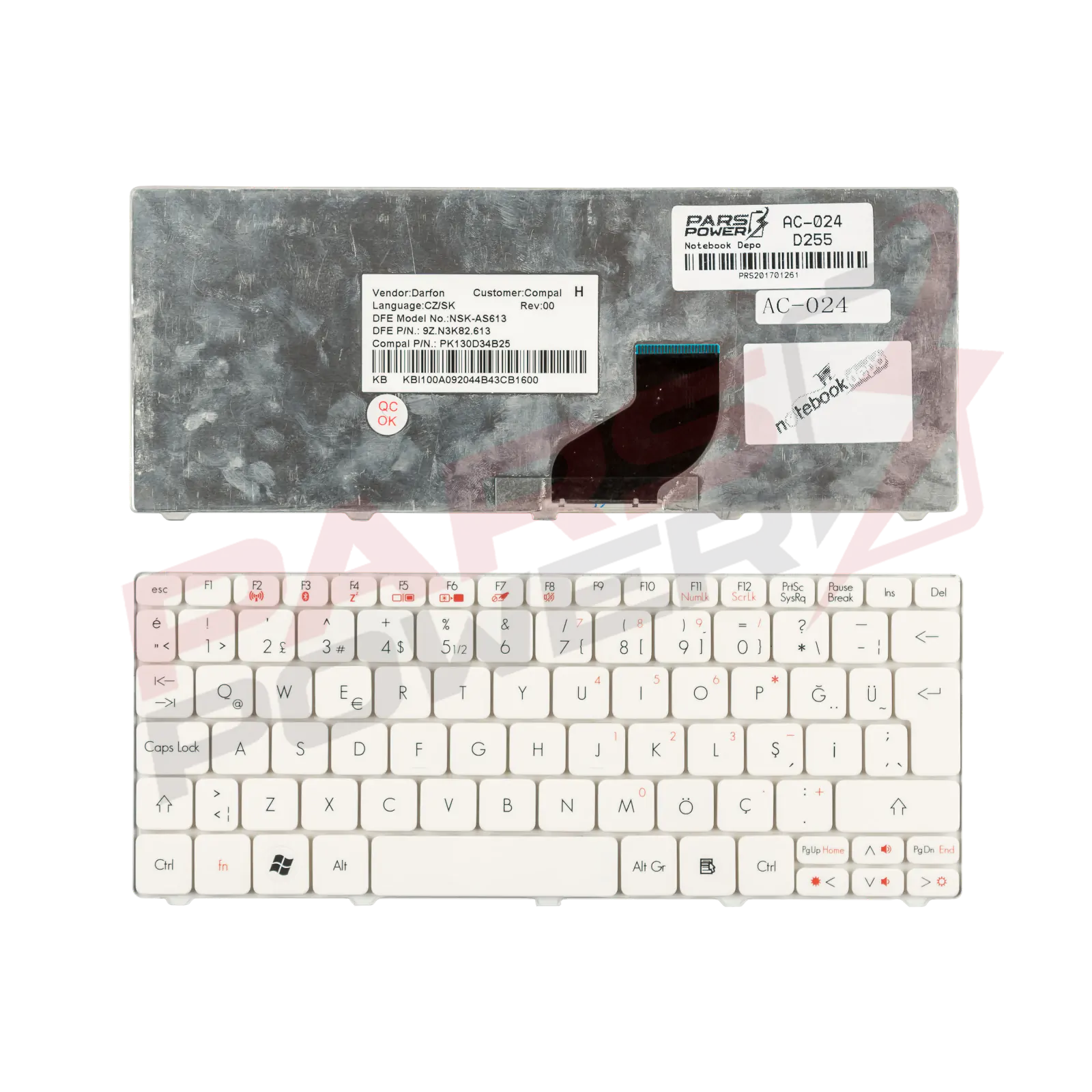 Acer Aspire 521H, 532H, 533H, AEZH9R00030 Notebook Klavye (Beyaz TR)