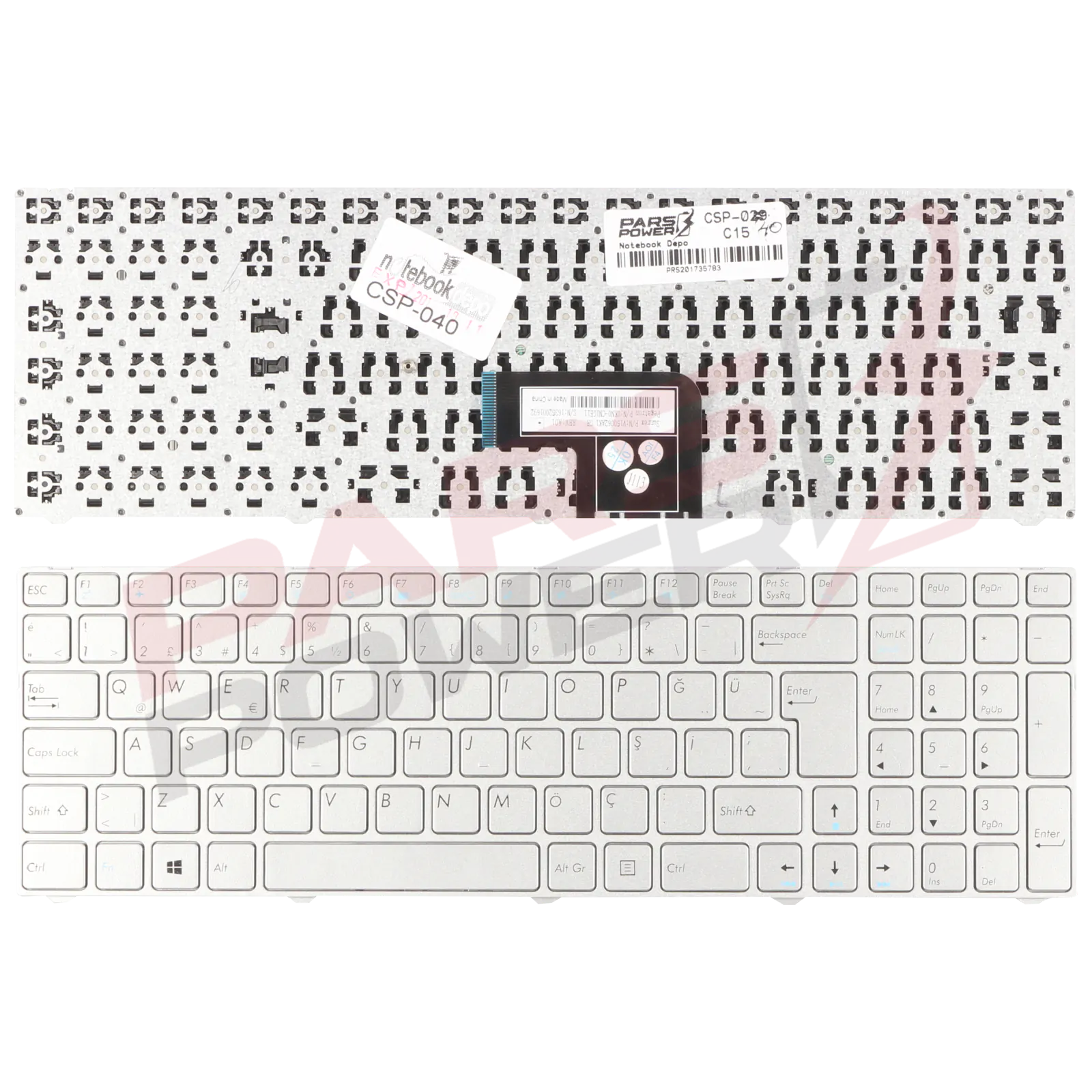 Casper CGU, CRY, CSD, CSY, C700, C710  Notebook Klavye (Gümüş TR)