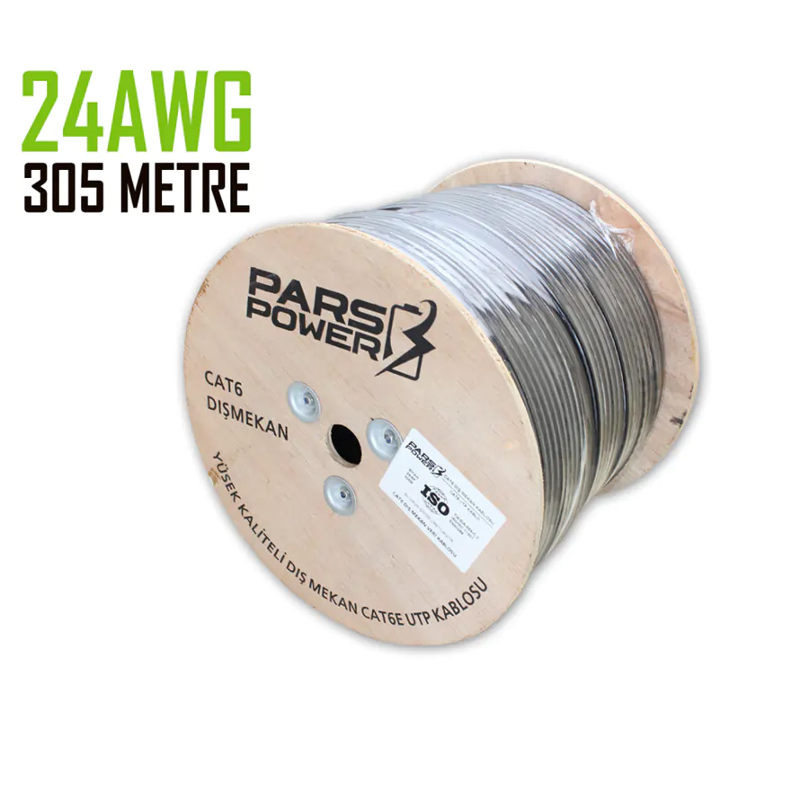 Pars Power 24 Awg 0.50 mm 305 Metre Network Cat6 U/UTP Dış Mekan Data Kablosu PRS-1002