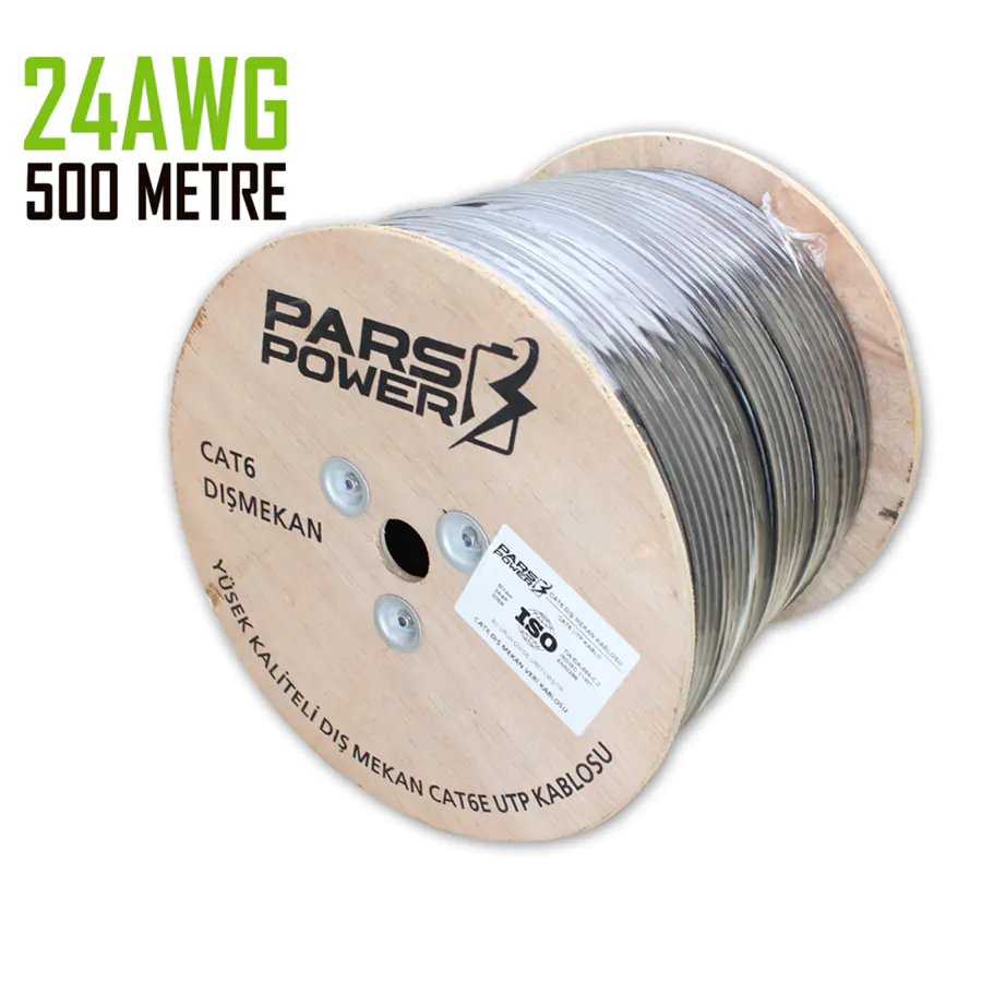 Pars Power 24Awg 0.50mm 500m Network Cat 6 U/UTP Dış Mekan Data Kablosu