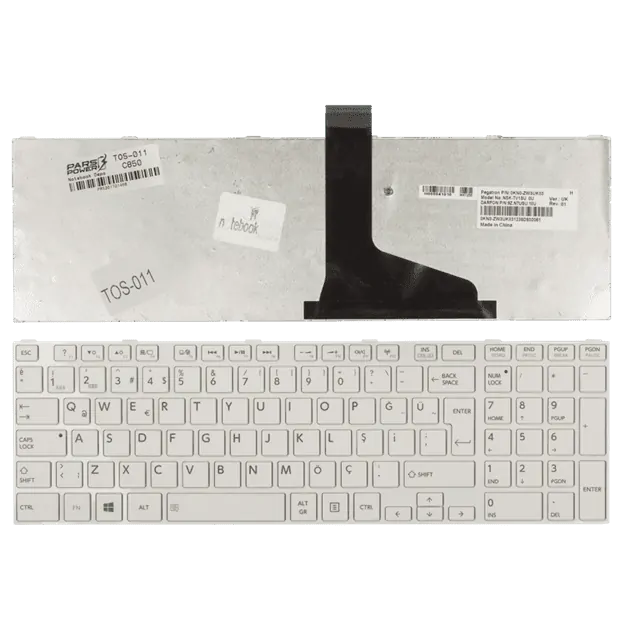 Toshiba L875D, TT0SU, TV0GV, TV0SU Notebook Klavye (Beyaz TR)