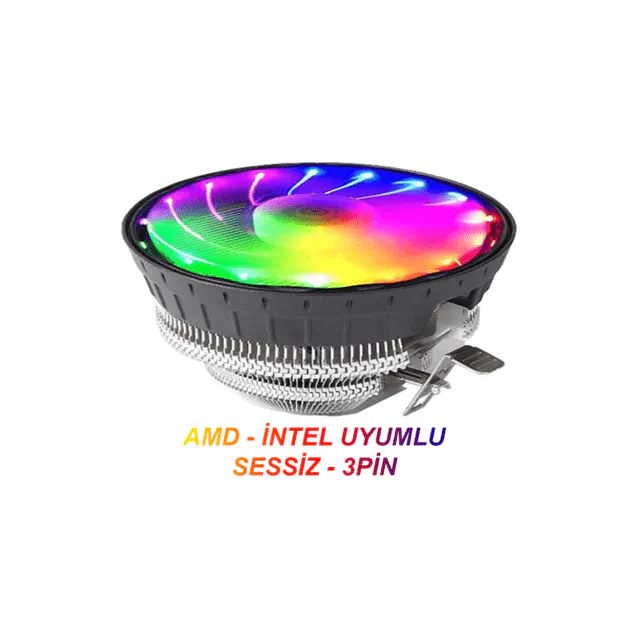 İntel - AMD CPU Fan - RGB Gökkuşağı Masaüstü İşlemci Fanı