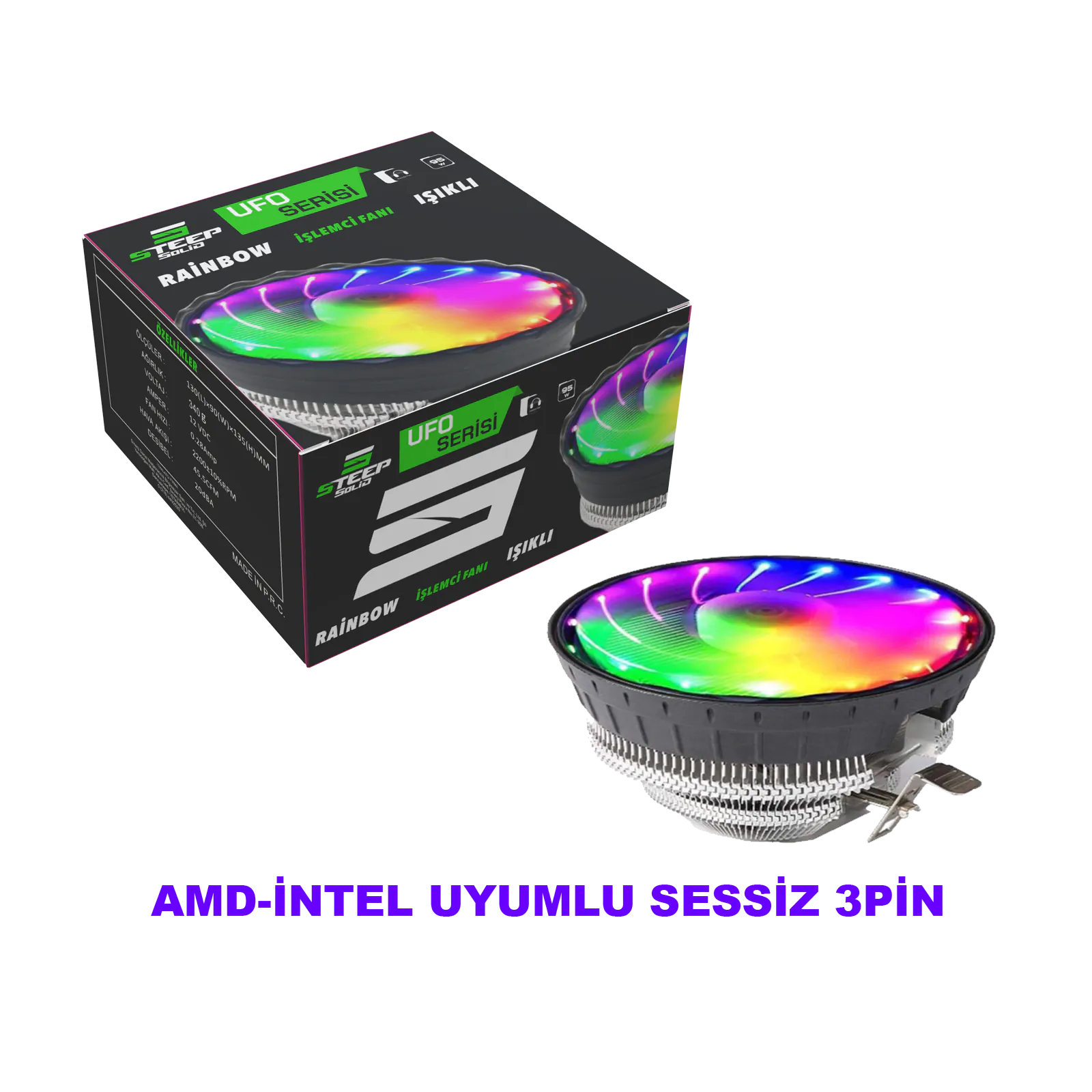 Steep Solid Ufo Serisi Rainbow Masaüstü İşlemci Fanı