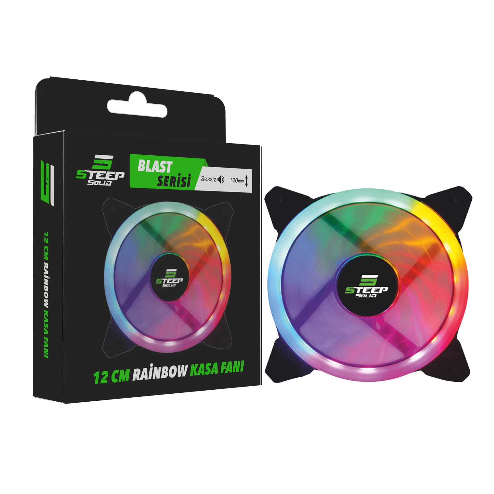 Steep Solid Blast Serisi 12cm Rainbow Led Fan - Performans Seri Sessiz Kasa Fanı