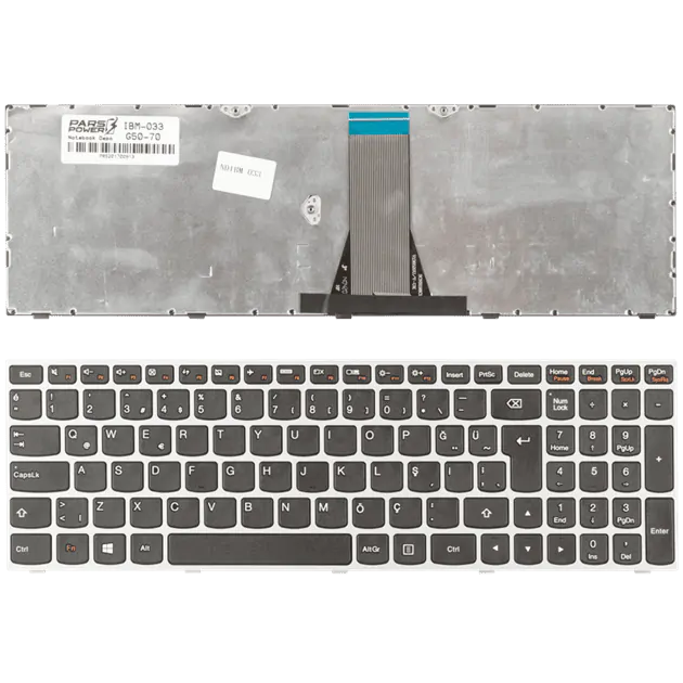 Lenovo 25214729, 5N20H03557 Notebook Klavye (Gümüş TR)